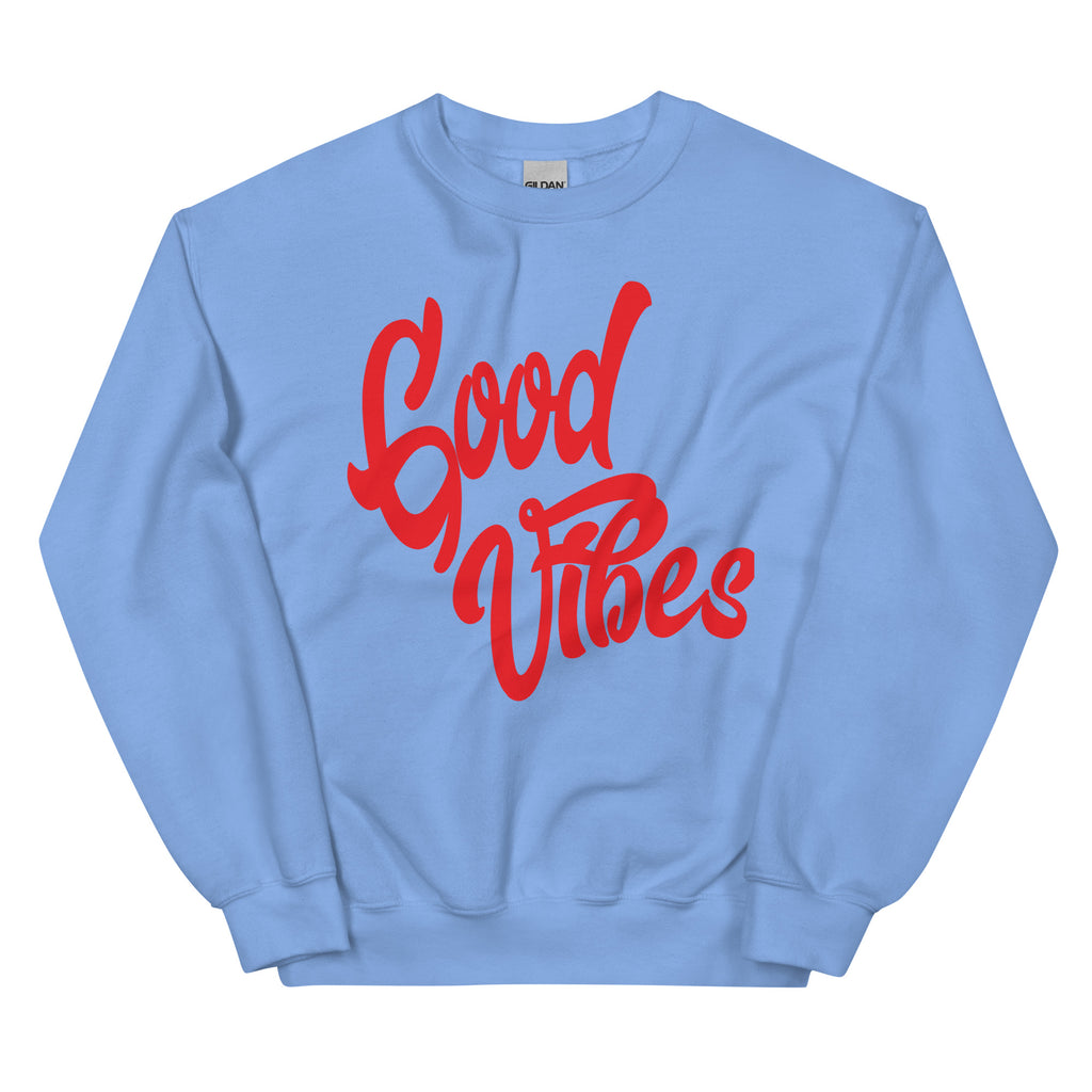 Good Vibes Unisex-Sweatshirt, Carolina Blue, Vorderansicht