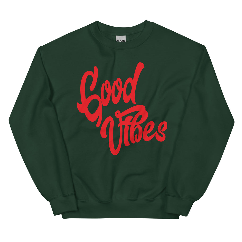 Good Vibes Unisex-Sweatshirt, Waldgrün, Vorderansicht