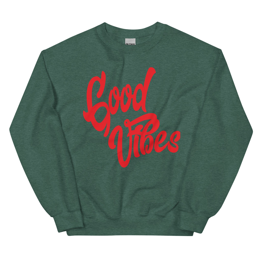Good Vibes Unisex-Sweatshirt, Heather Dark Green, Vorderansicht