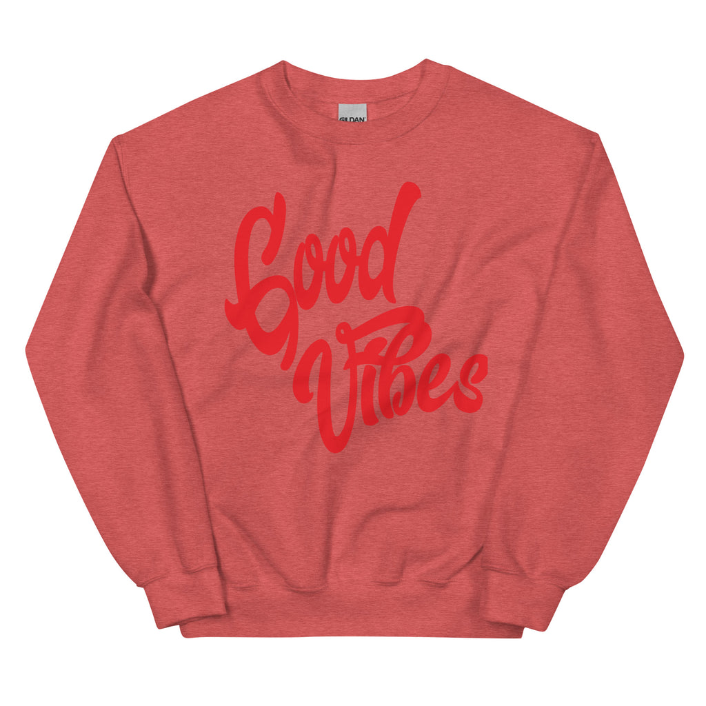 Good Vibes Unisex-Sweatshirt, Heather Scarlet Red, Vorderansicht