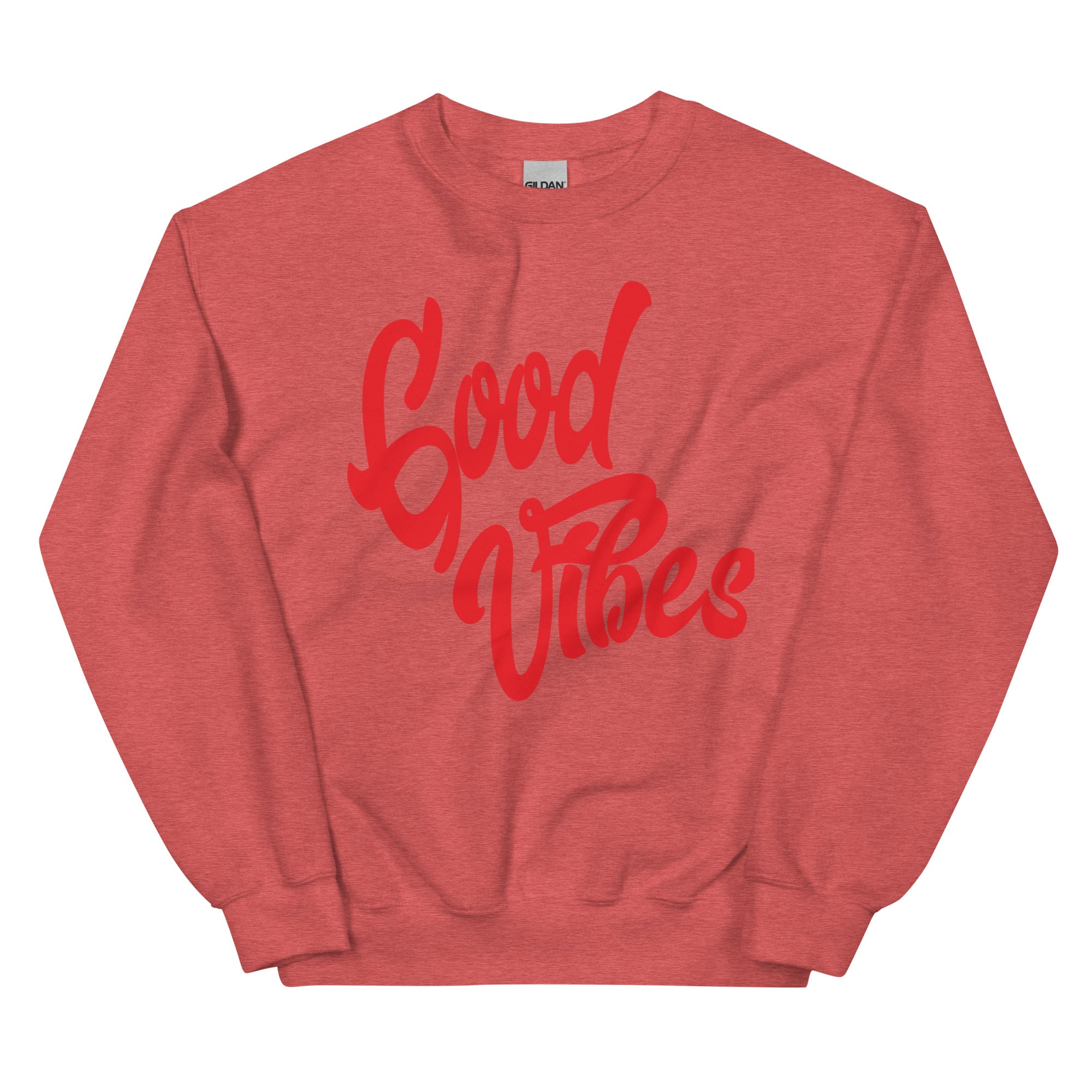 Good Vibes Unisex-Sweatshirt, Heather Scarlet Red, Vorderansicht