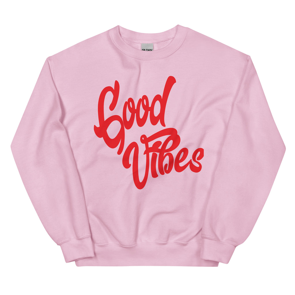 Good Vibes Unisex-Sweatshirt, Rosa Hell, Vorderansicht