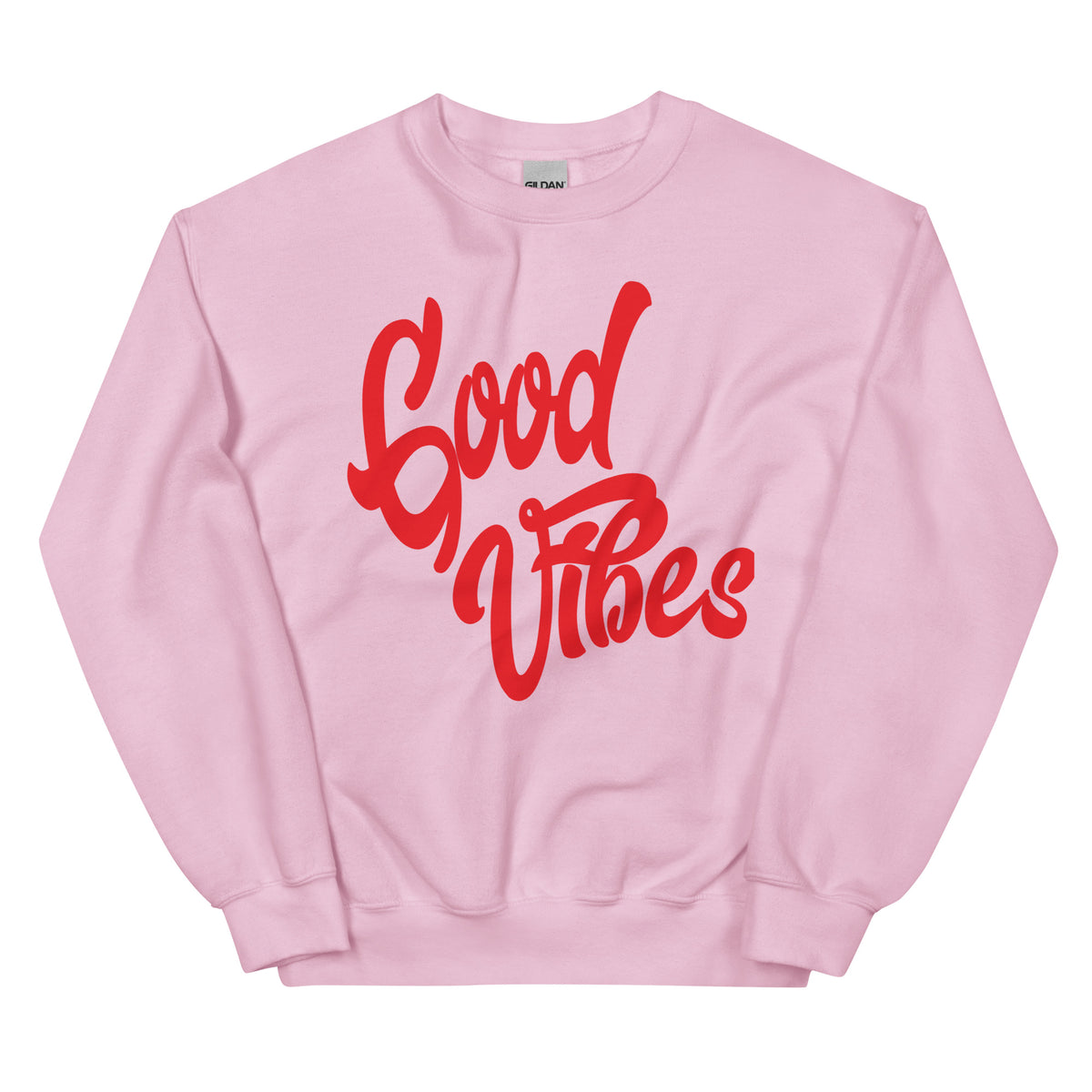 Good Vibes Unisex-Sweatshirt, Rosa Hell, Vorderansicht