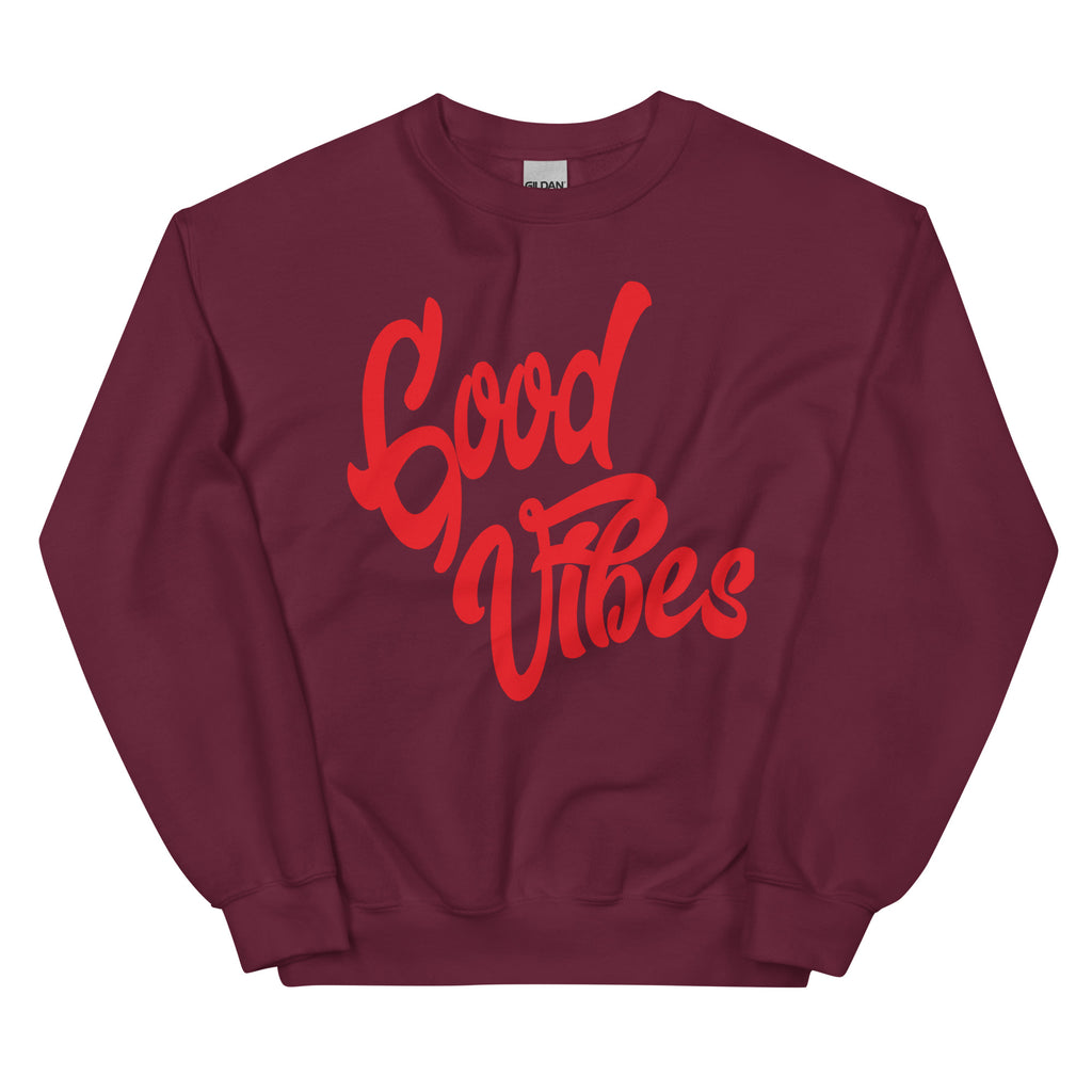 Good Vibes Unisex-Sweatshirt, Kastanienbraun, Vorderansicht