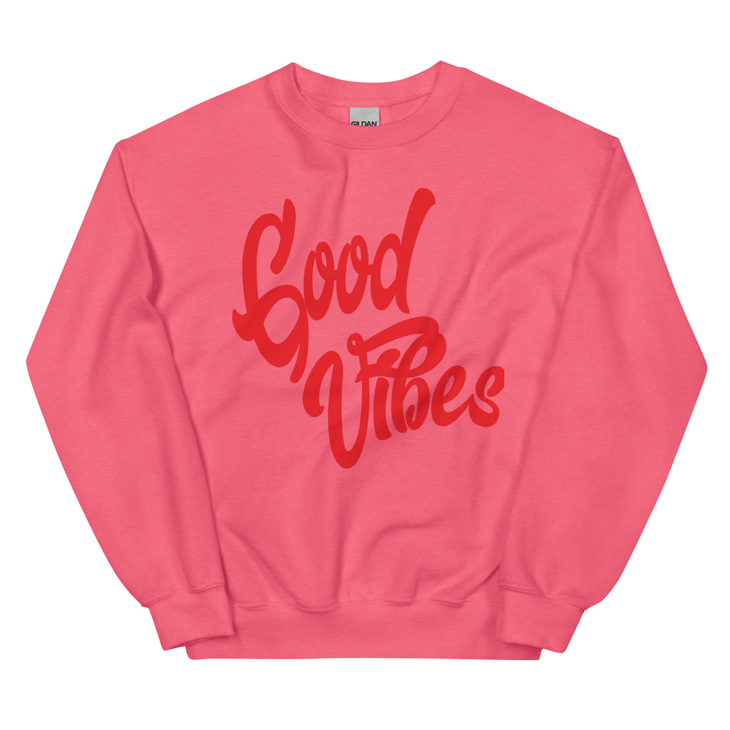 Good Vibes Unisex-Sweatshirt, Safety Pink, Vorderansicht