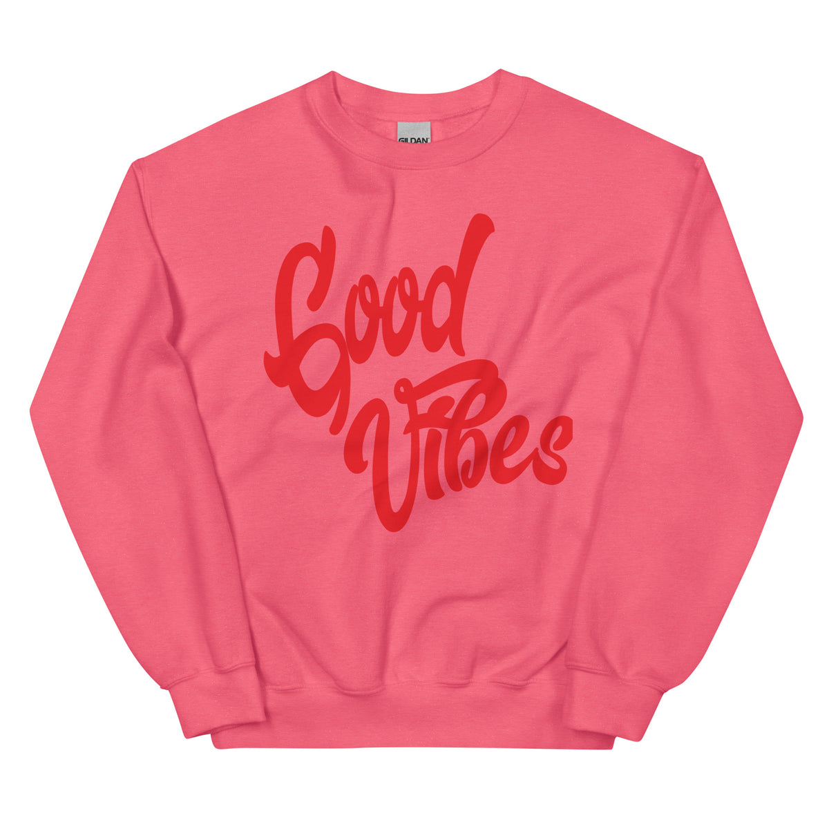 Good Vibes Unisex-Sweatshirt, Safety Pink, Vorderansicht