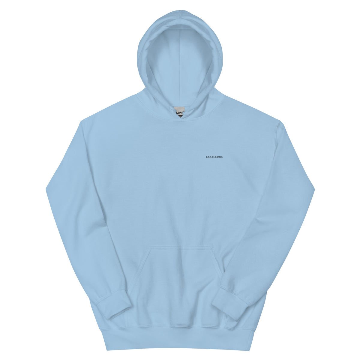 Local Hero Unisex-Hoodie, Hellblau, Vorderansicht