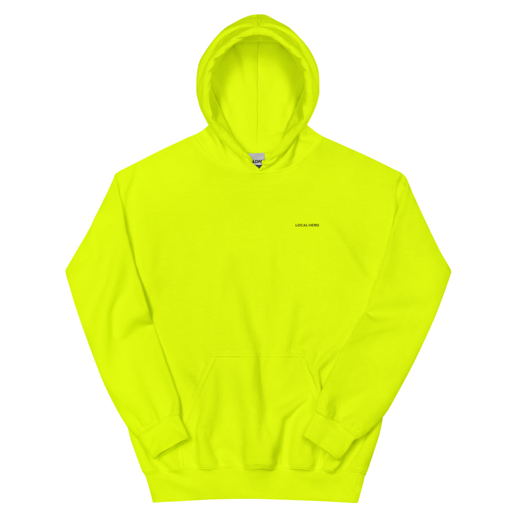Local Hero Unisex-Hoodie, Safety Green, Vorderansicht
