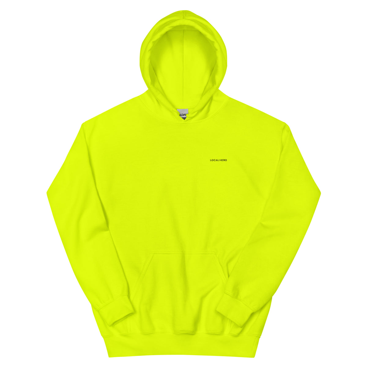 Local Hero Unisex-Hoodie, Safety Green, Vorderansicht