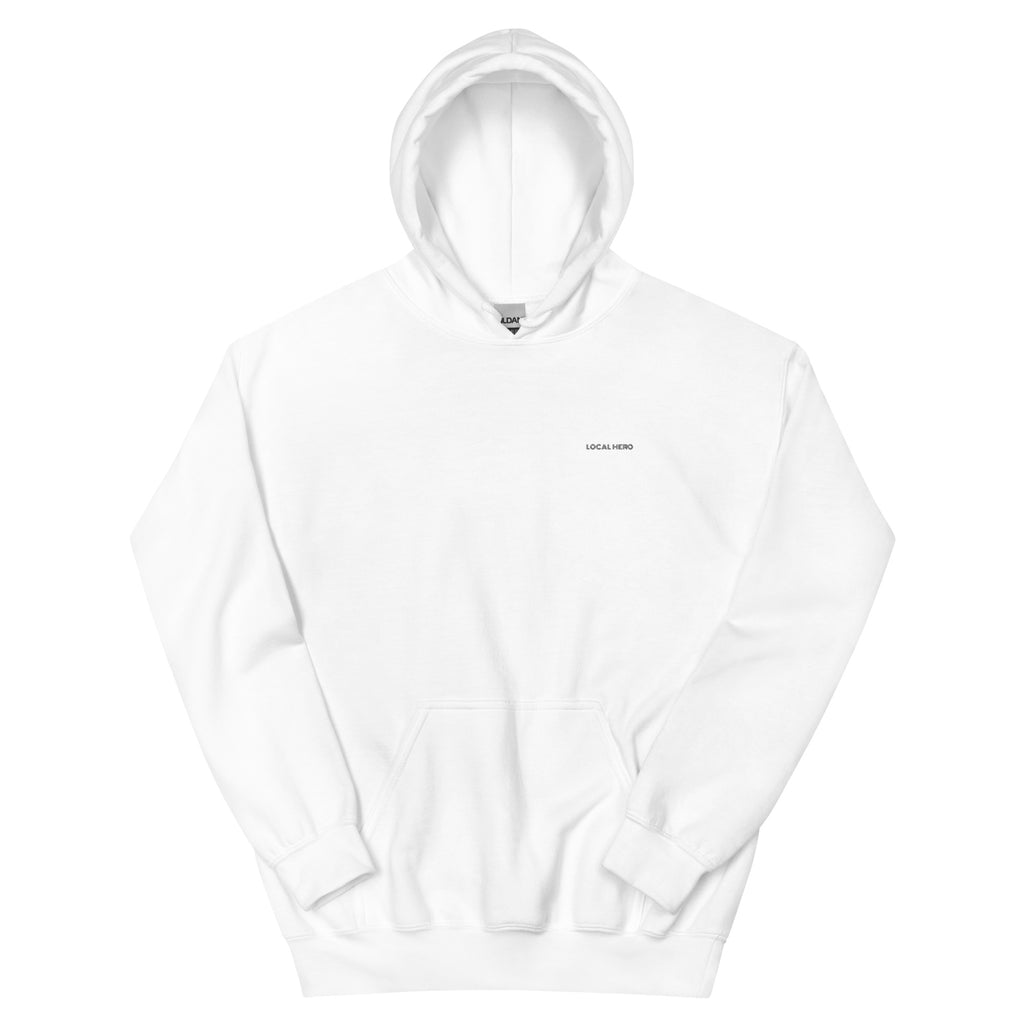 Local Hero Unisex-Hoodie, Weiß, Vorderansicht