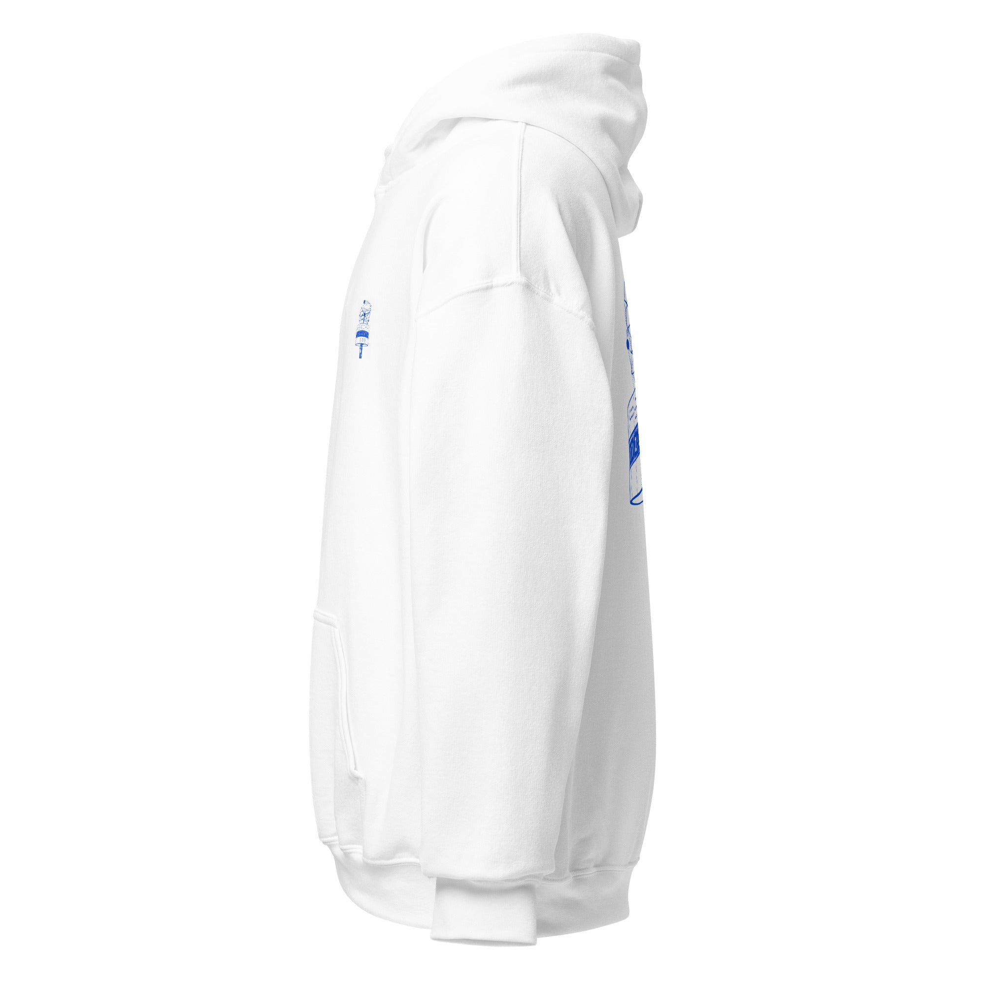 Berlin Alexanderplatz hoodie with World Clock (Weltzeituhr) print, White, left side view