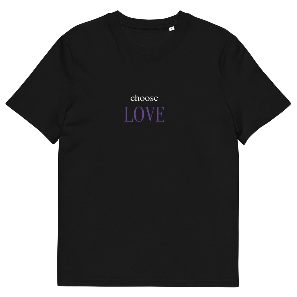 Choose Love T-Shirt mit Schriftzug, Schwarz, Vorderansicht