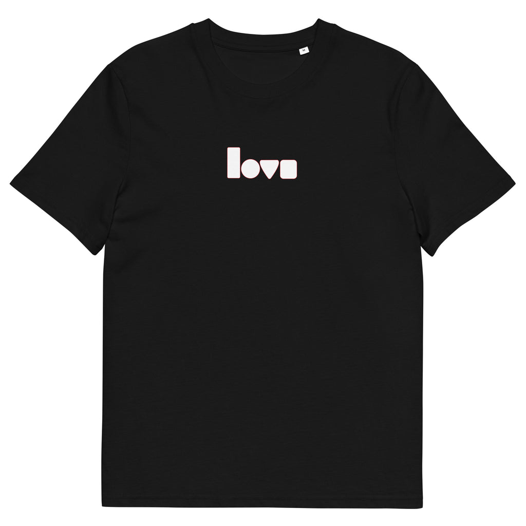Geo-Love-T-Shirt aus Bio-Baumwolle, Schwarz, Vorderansicht
