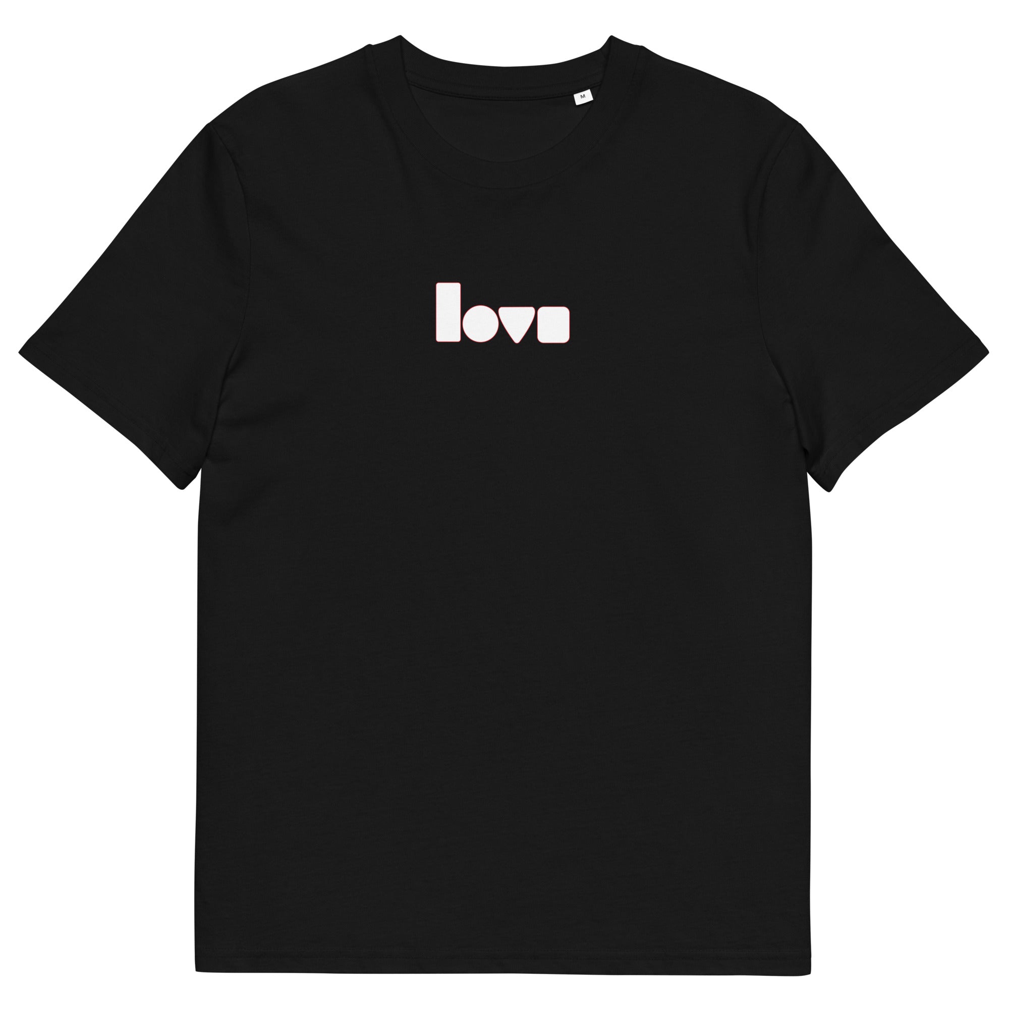 Geo-Love-T-Shirt aus Bio-Baumwolle, Schwarz, Vorderansicht