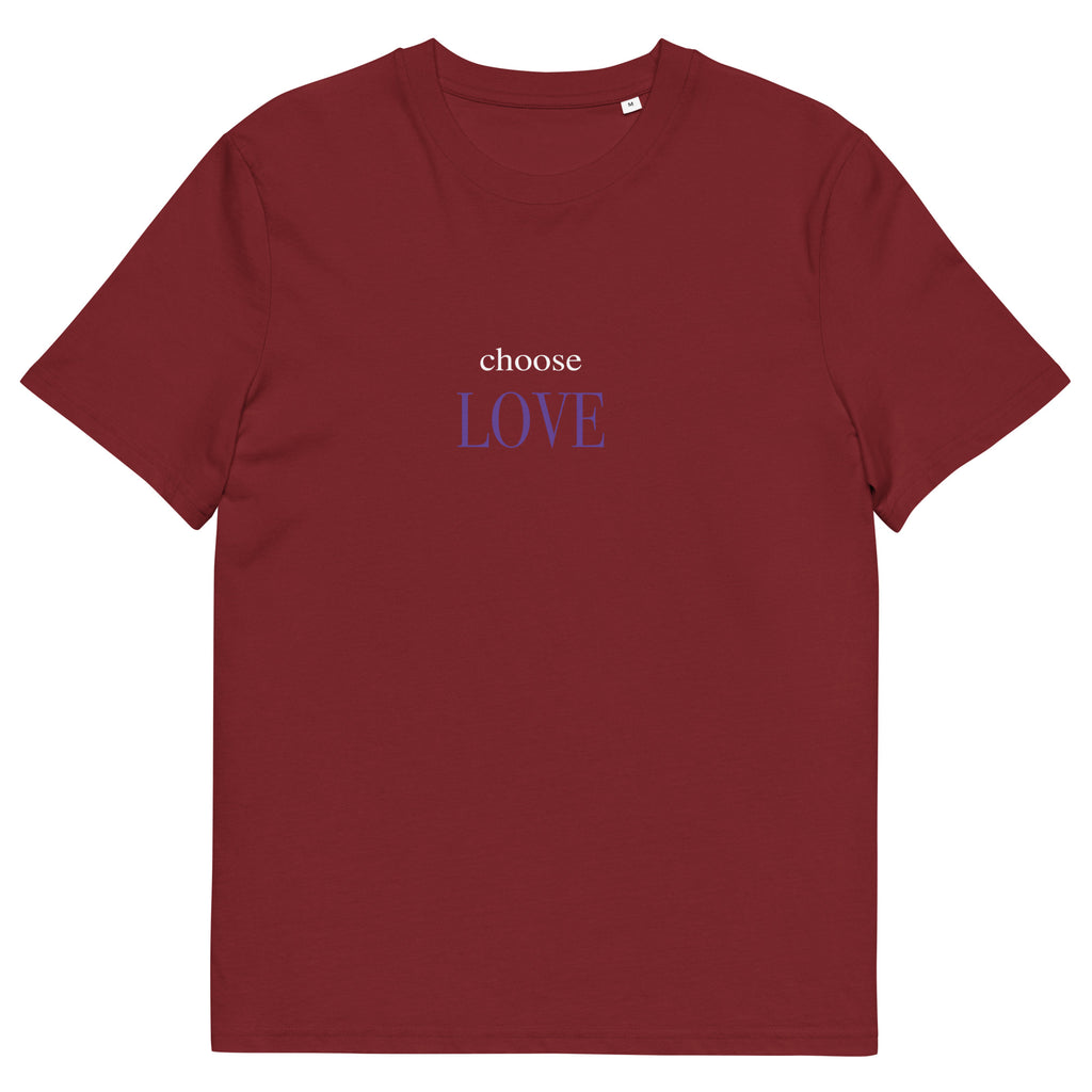 Choose Love T-Shirt mit Schriftzug, Burgundy, Vorderansicht