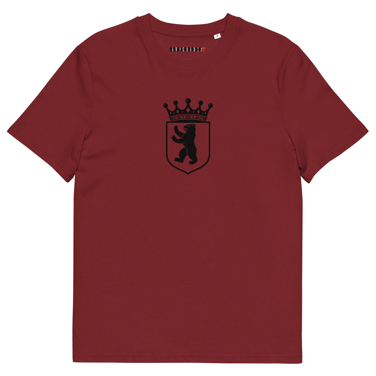 Berlin bear (Berlin Bär) organic cotton T-shirt, Burgundy, front view
