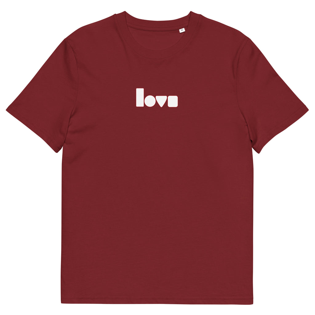 Geo-Love-T-Shirt aus Bio-Baumwolle, Burgundy, Vorderansicht