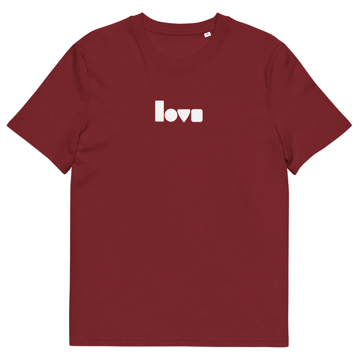 Geo-Love-T-Shirt aus Bio-Baumwolle, Burgundy, Vorderansicht