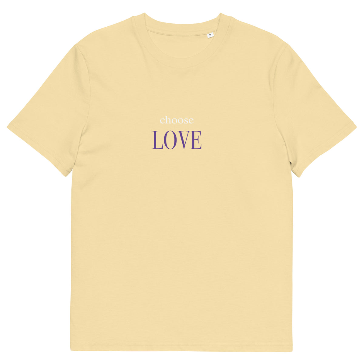 Choose Love T-Shirt mit Schriftzug, Butter, Vorderansicht