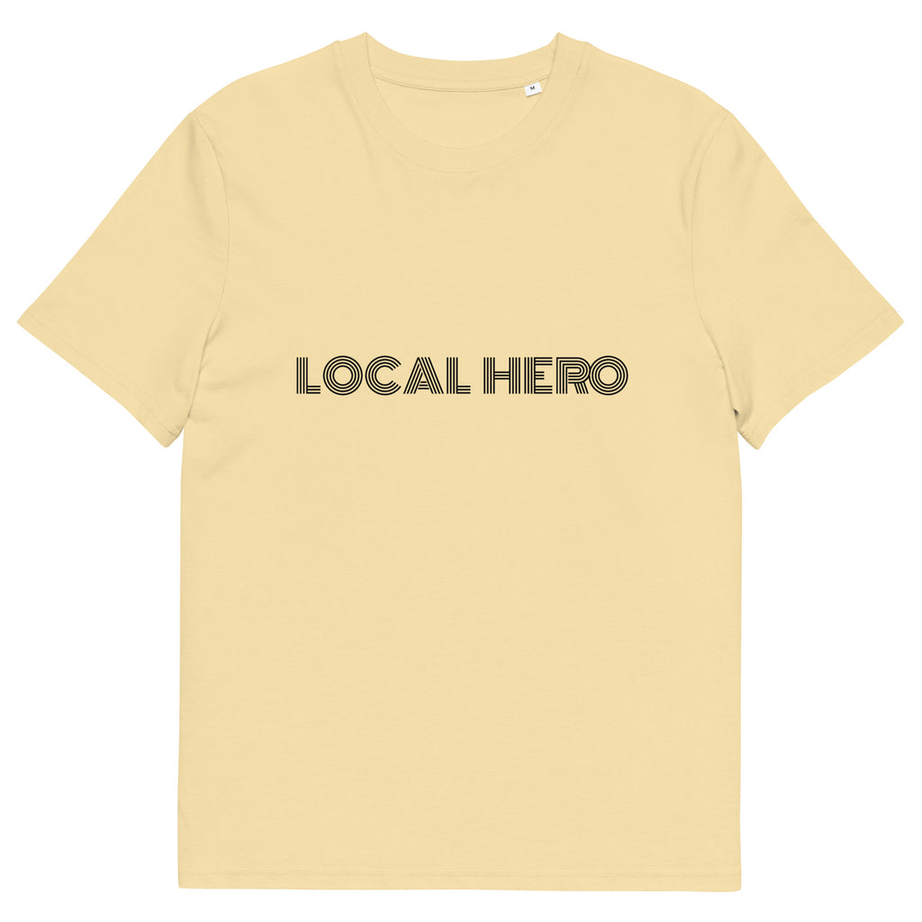 Local Hero T-Shirt mit Streetwear-Schriftzug, Butter, Vorderansicht