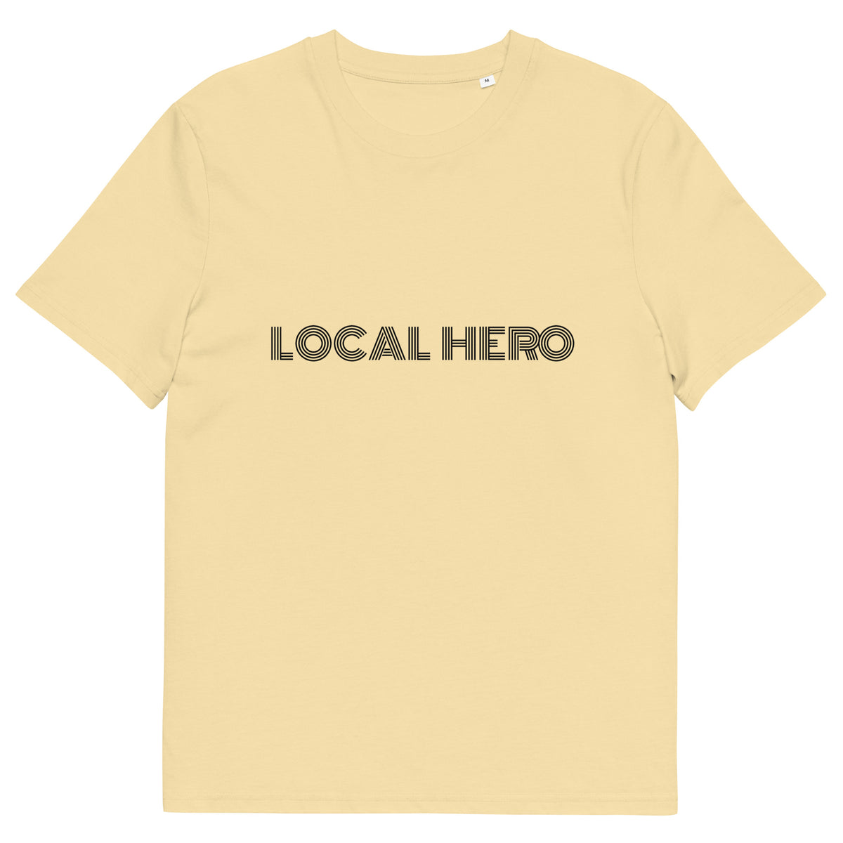 Local Hero T-Shirt mit Streetwear-Schriftzug, Butter, Vorderansicht