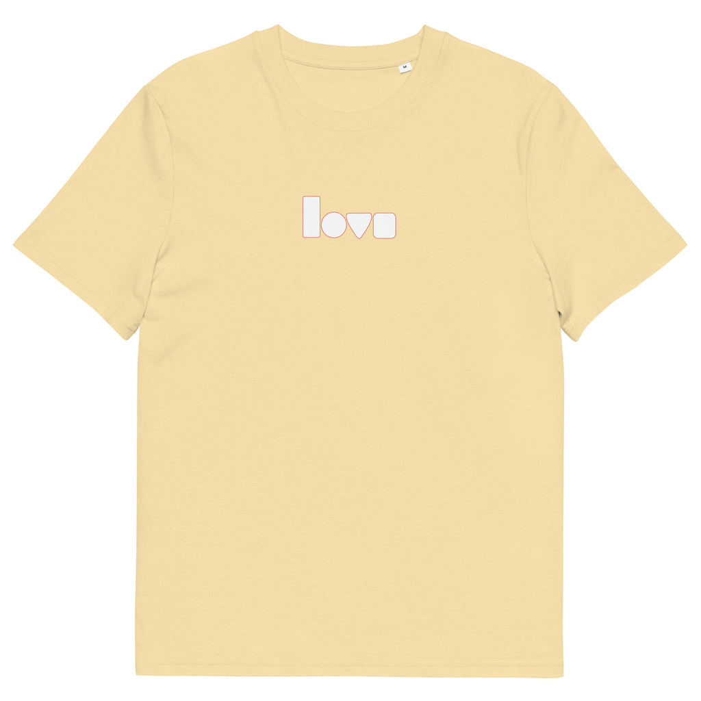 Geo-Love-T-Shirt aus Bio-Baumwolle, Butter, Vorderansicht
