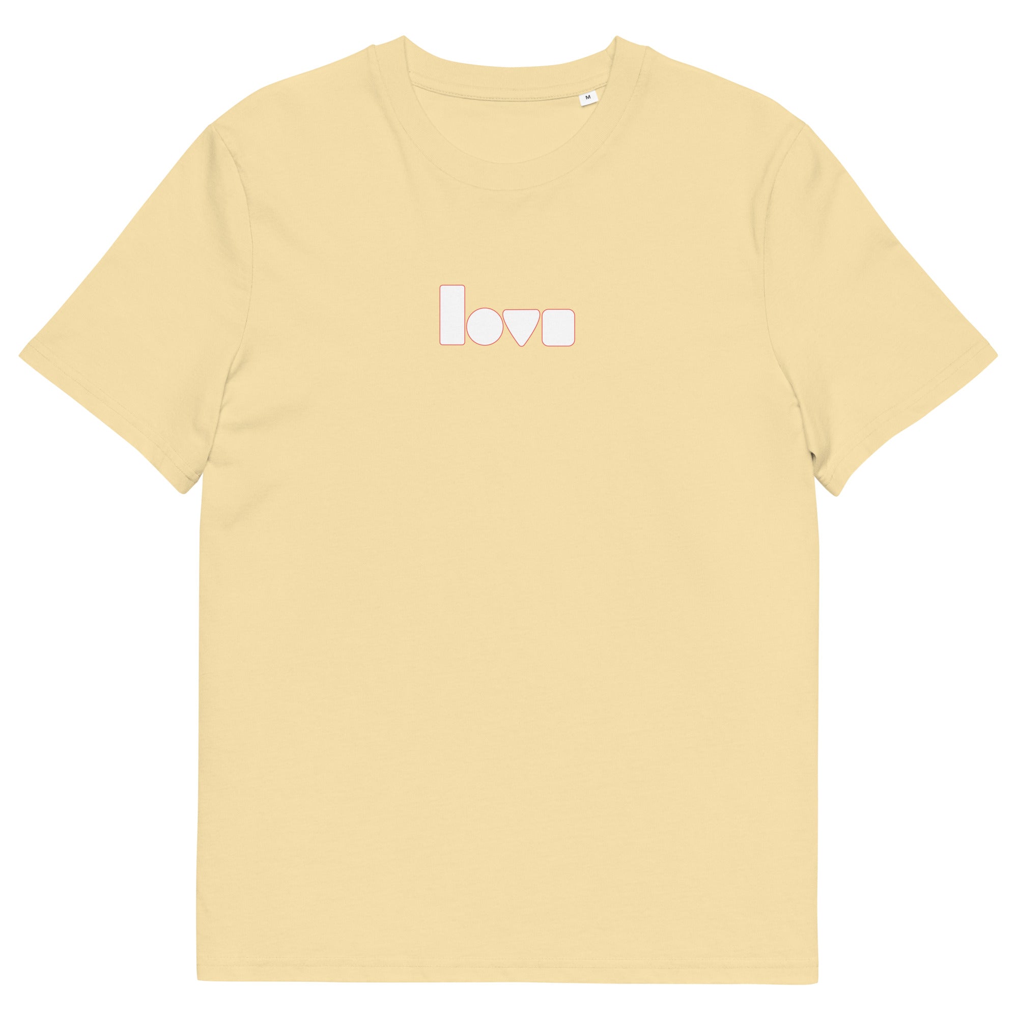 Geo-Love-T-Shirt aus Bio-Baumwolle, Butter, Vorderansicht