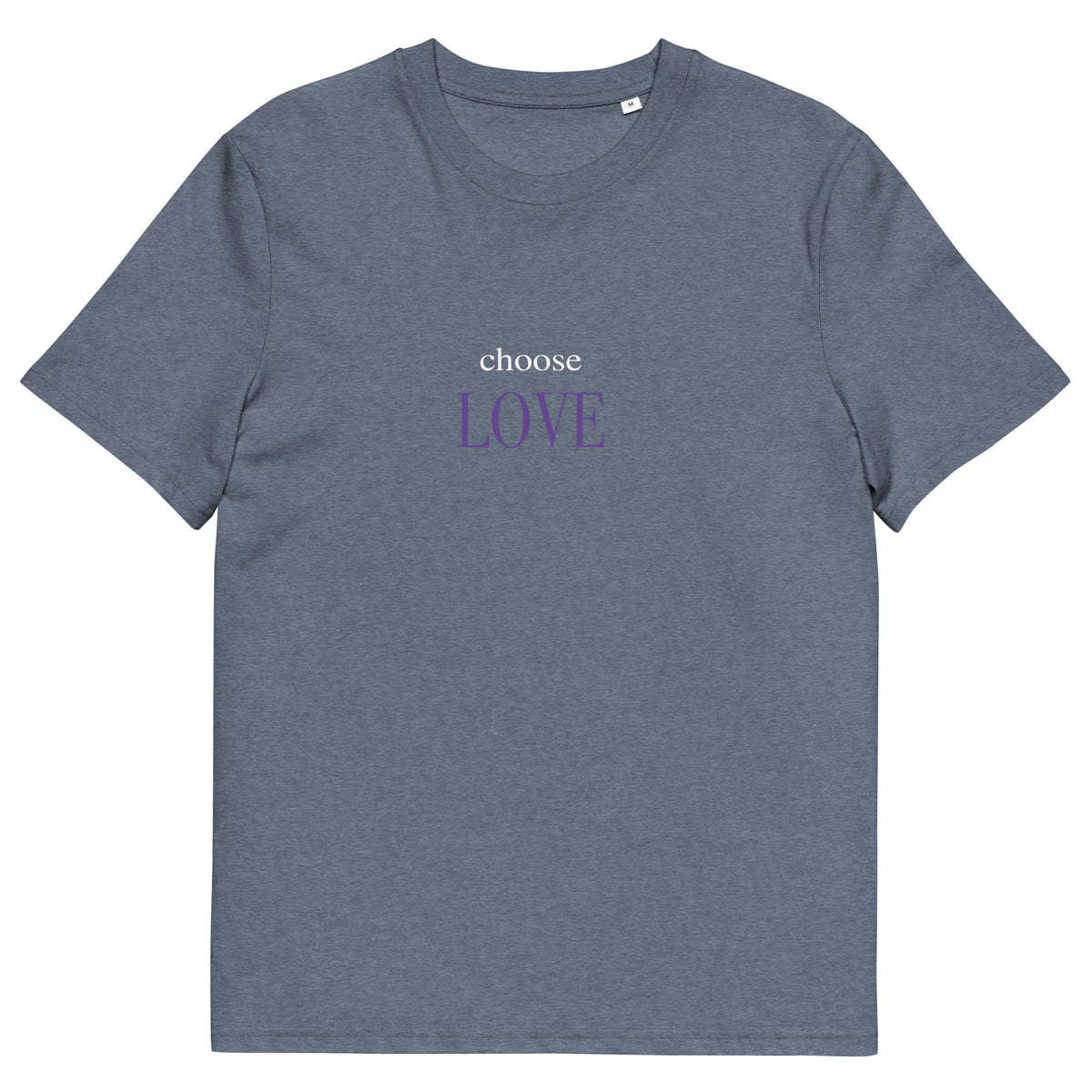 Choose Love T-Shirt mit Schriftzug, Dark Heather Blue, Vorderansicht