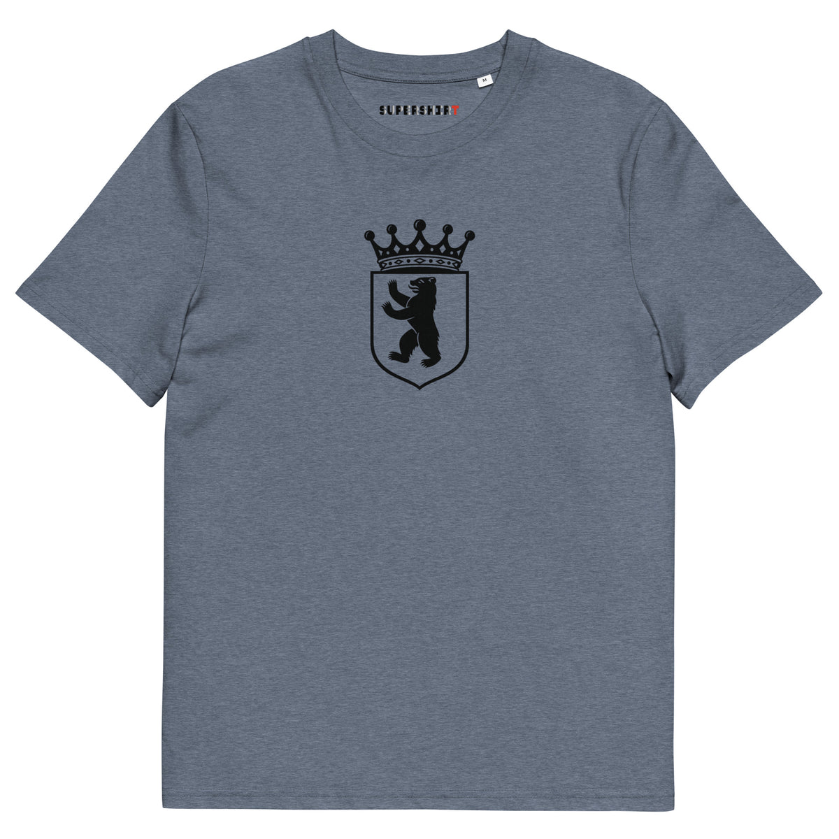 Berlin bear (Berlin Bär) organic cotton T-shirt, Dark Heather Blue, front view