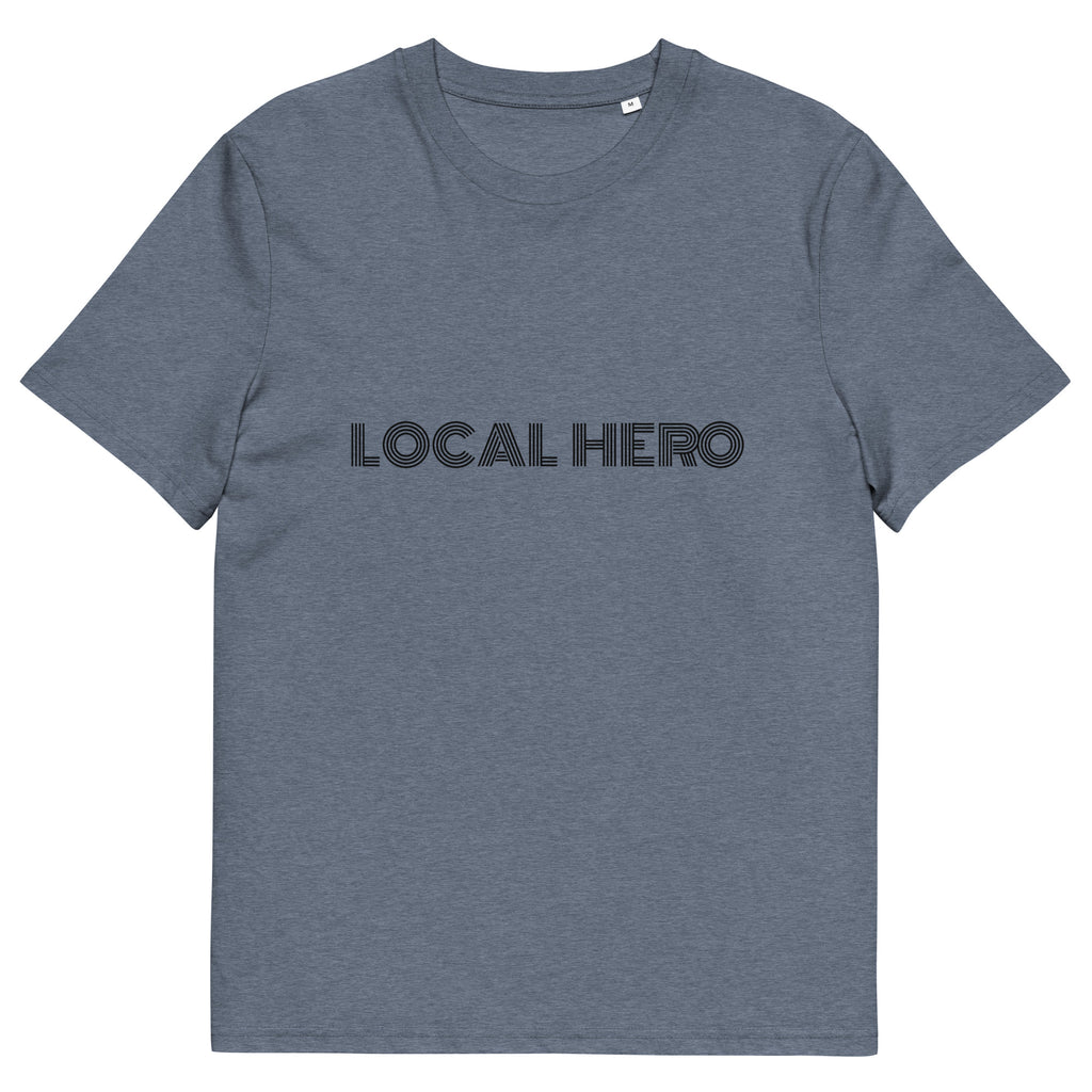 Local Hero T-Shirt mit Streetwear-Schriftzug, Dark Heather Blue, Vorderansicht