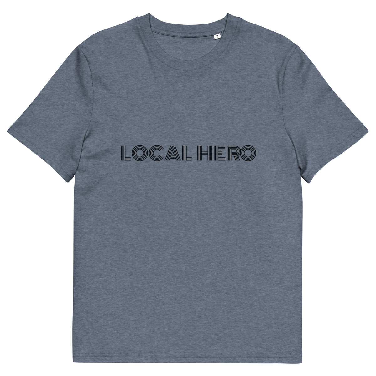 Local Hero T-Shirt mit Streetwear-Schriftzug, Dark Heather Blue, Vorderansicht