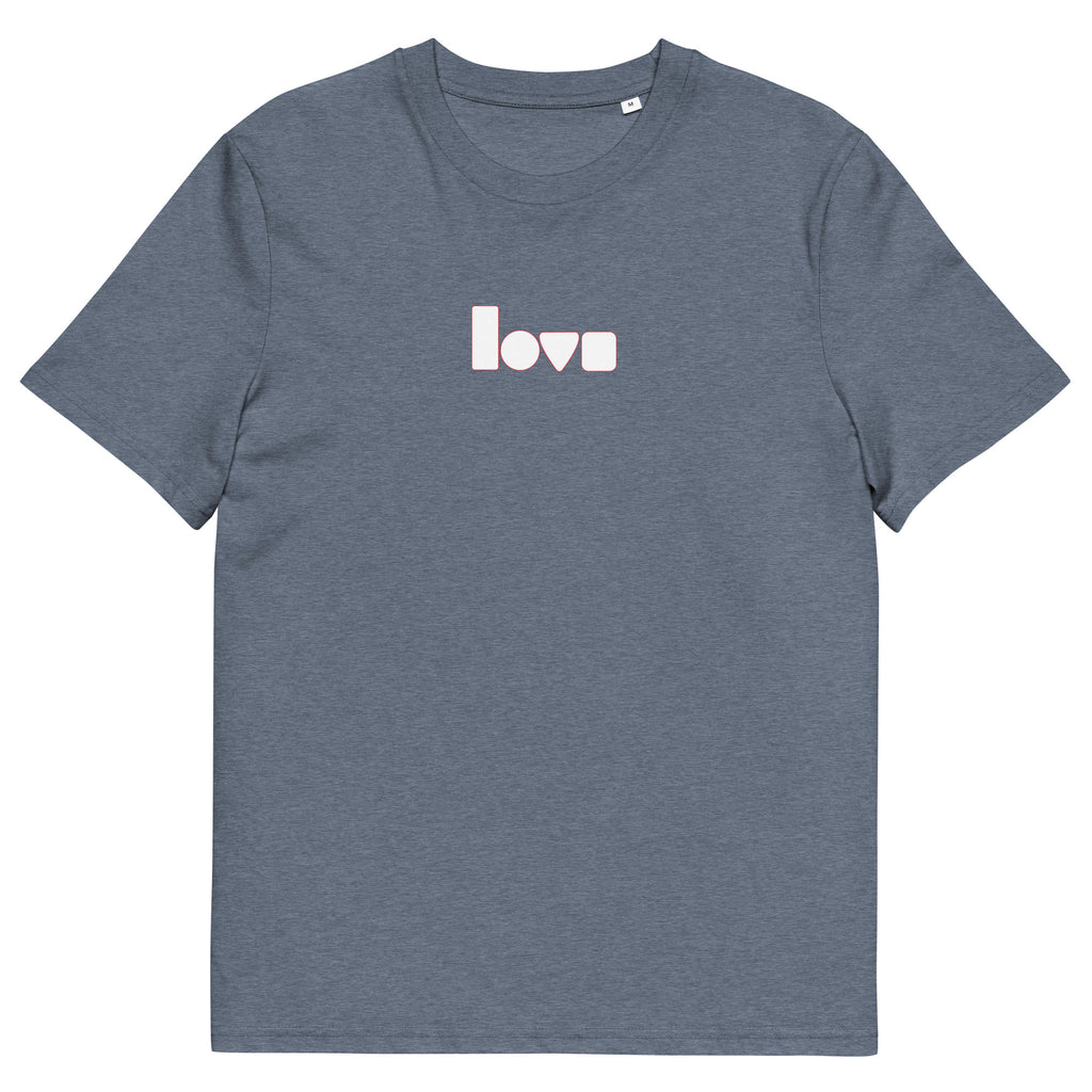 Geo-Love-T-Shirt aus Bio-Baumwolle, Dark Heather Blue, Vorderansicht