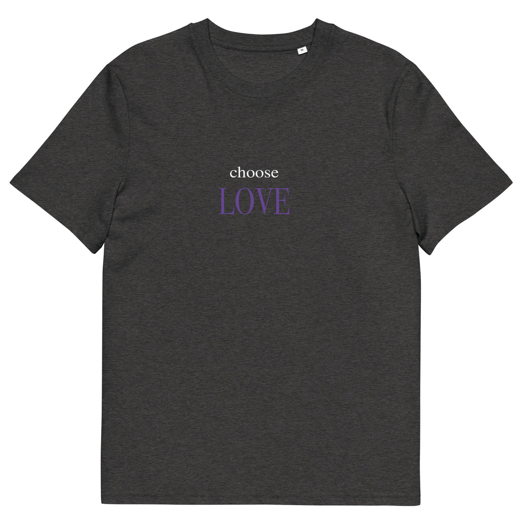 Choose Love T-Shirt mit Schriftzug, Dark Heather Grey, Vorderansicht