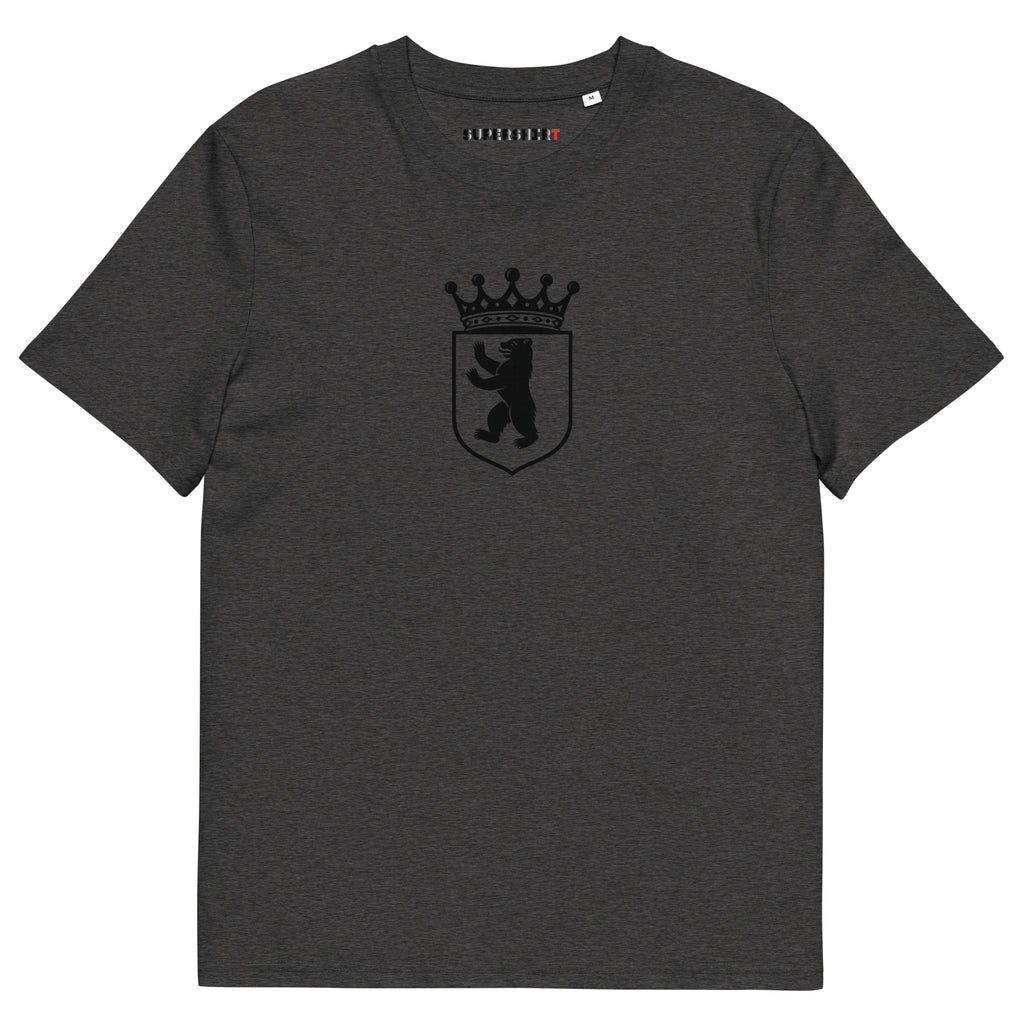Berlin bear (Berlin Bär) organic cotton T-shirt, Dark Heather Grey, front view