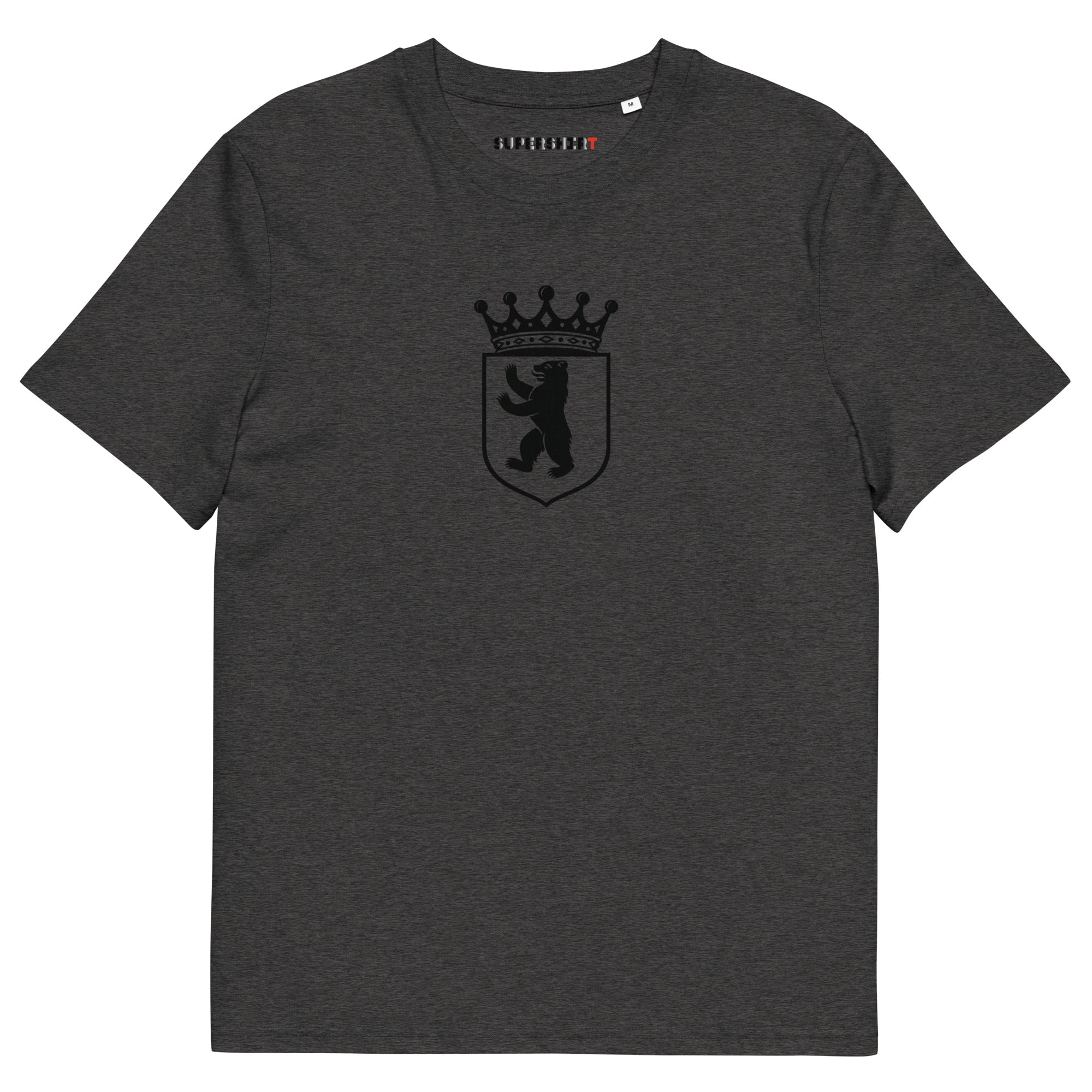 Berlin bear (Berlin Bär) organic cotton T-shirt, Dark Heather Grey, front view