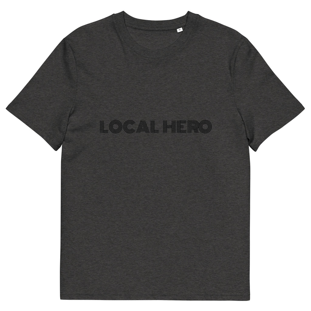 Local Hero T-Shirt mit Streetwear-Schriftzug, Dark Heather Grey, Vorderansicht