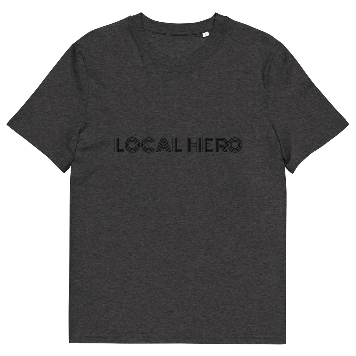 Local Hero T-Shirt mit Streetwear-Schriftzug, Dark Heather Grey, Vorderansicht