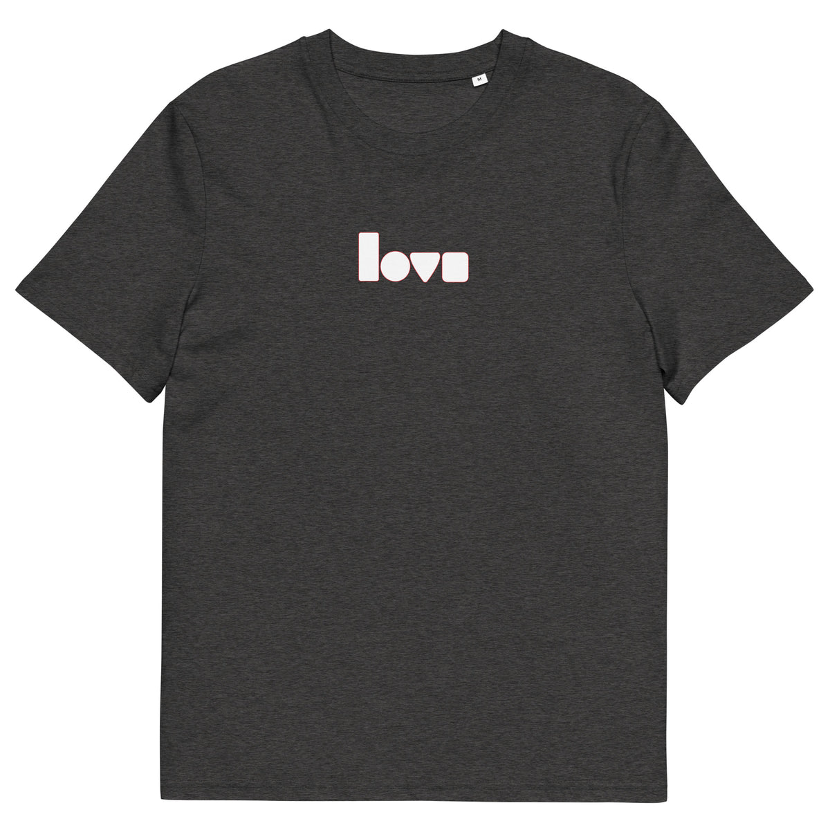 Geo-Love-T-Shirt aus Bio-Baumwolle, Dark Heather Grey, Vorderansicht