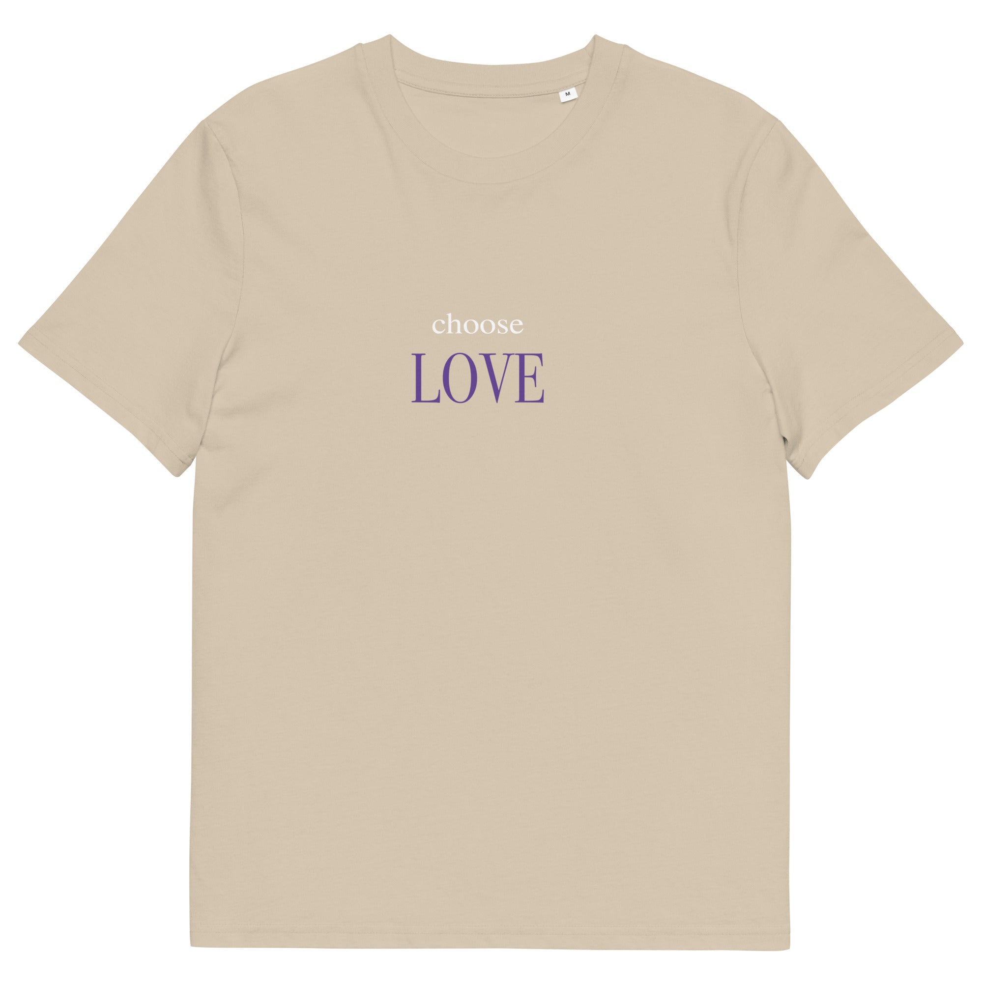 Choose Love T-Shirt mit Schriftzug, Desert Dust, Vorderansicht