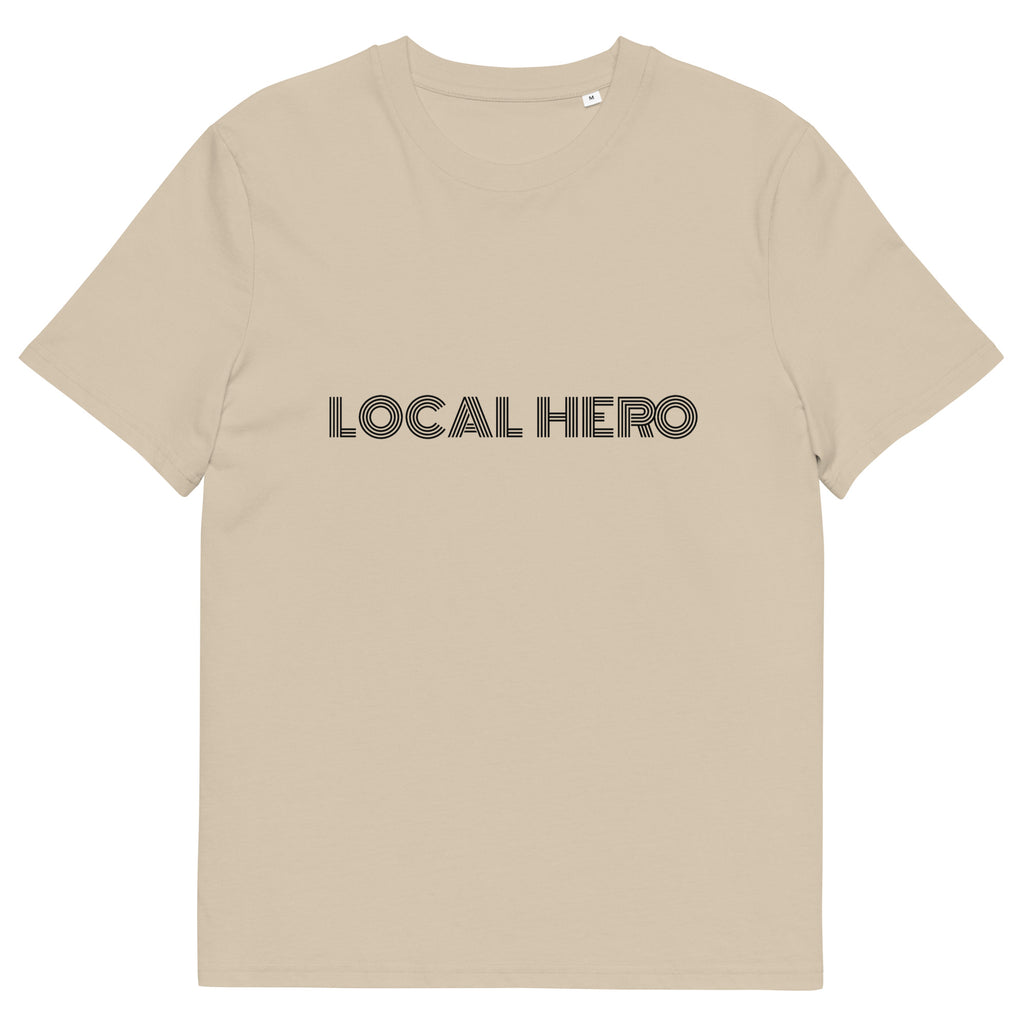 Local Hero T-Shirt mit Streetwear-Schriftzug, Desert Dust, Vorderansicht