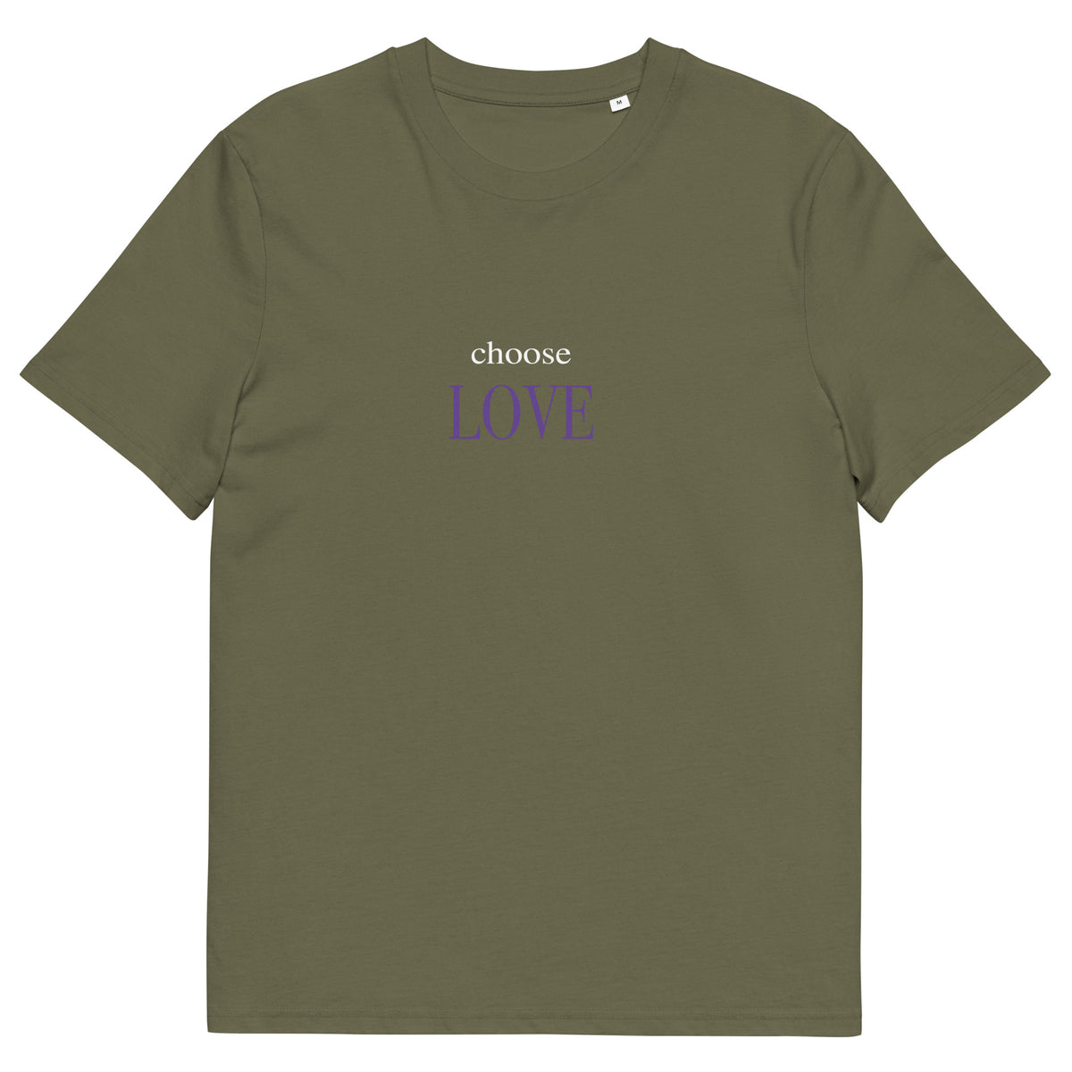 Choose Love T-Shirt mit Schriftzug, Khaki, Vorderansicht