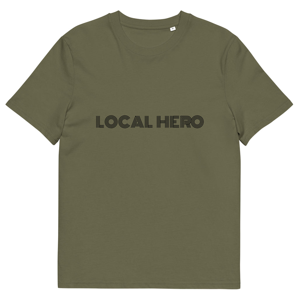 Local Hero T-Shirt mit Streetwear-Schriftzug, Khaki, Vorderansicht