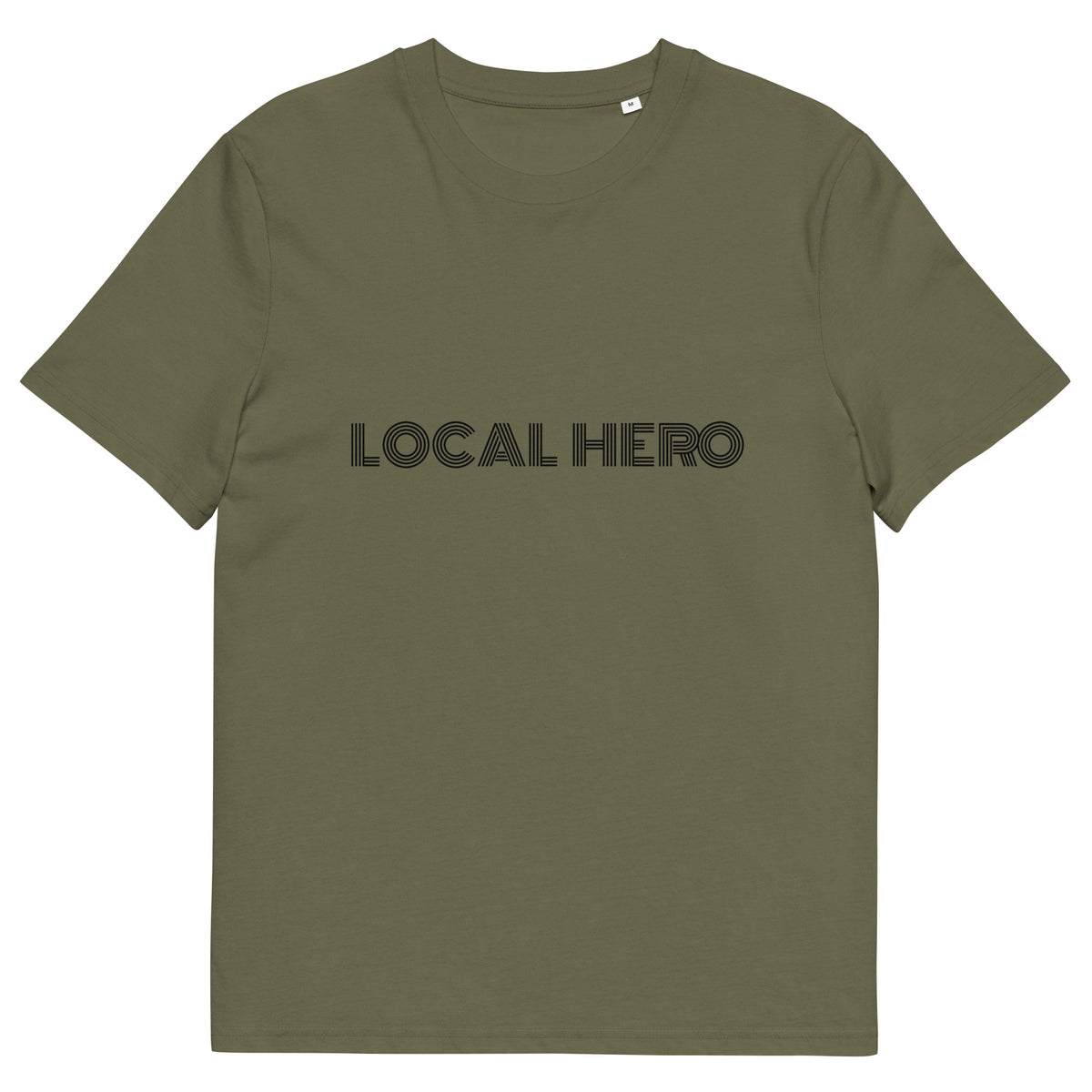 Local Hero T-Shirt mit Streetwear-Schriftzug, Khaki, Vorderansicht
