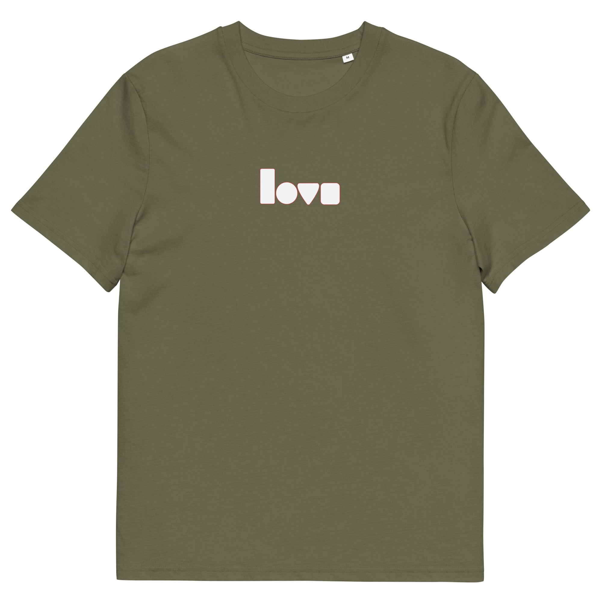 Geo-Love-T-Shirt aus Bio-Baumwolle, Khaki, Vorderansicht