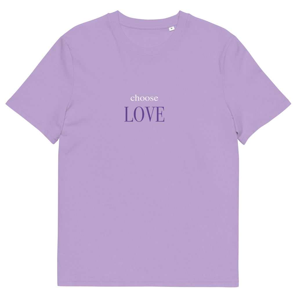 Choose Love T-Shirt mit Schriftzug, Lavender Dawn, Vorderansicht