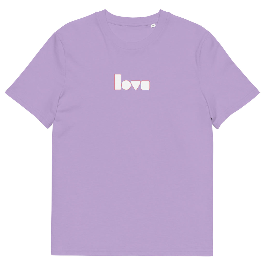 Geo-Love-T-Shirt aus Bio-Baumwolle, Lavender Dawn, Vorderansicht