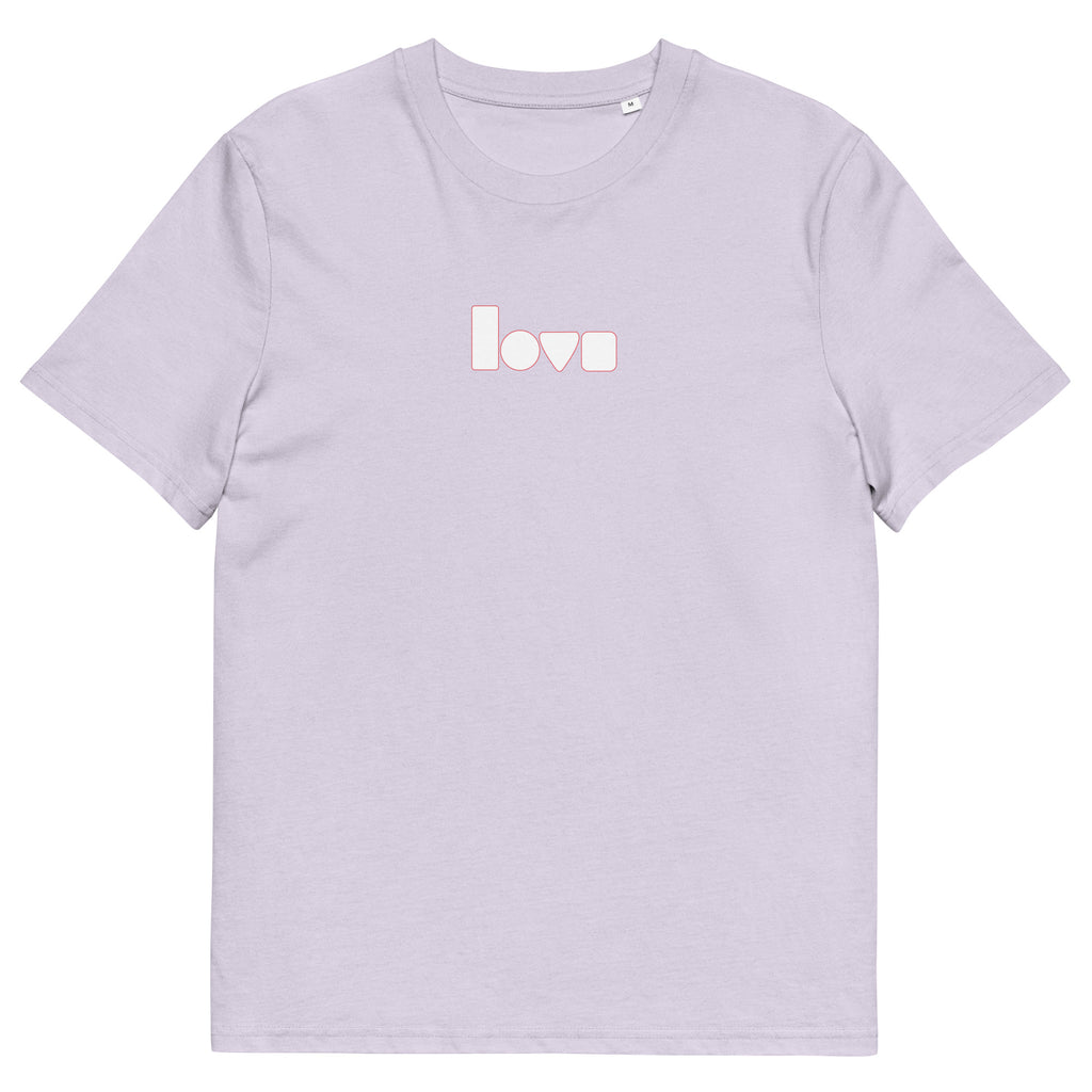 Geo-Love-T-Shirt aus Bio-Baumwolle, Lavendel, Vorderansicht