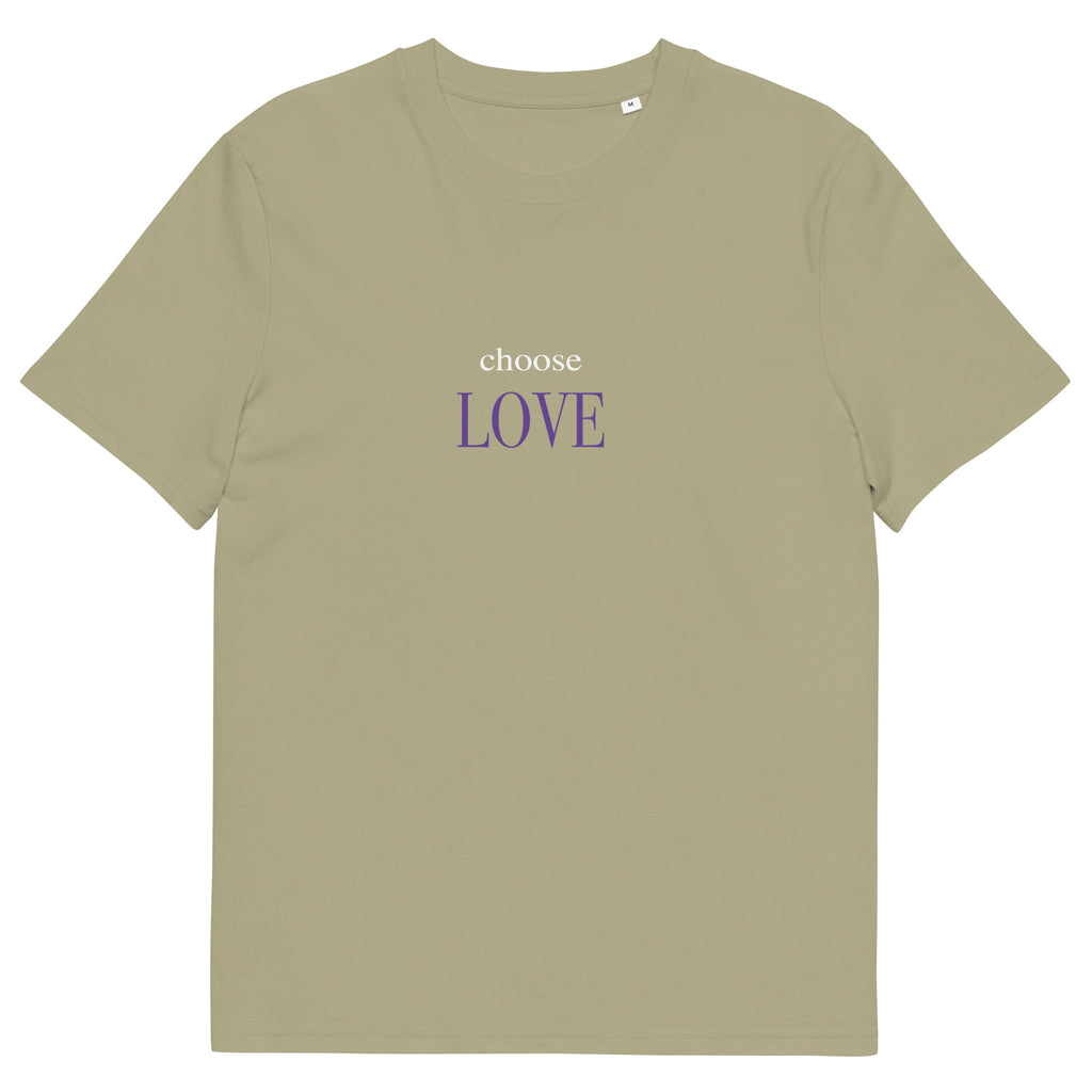 Choose Love T-Shirt mit Schriftzug, Sage, Vorderansicht