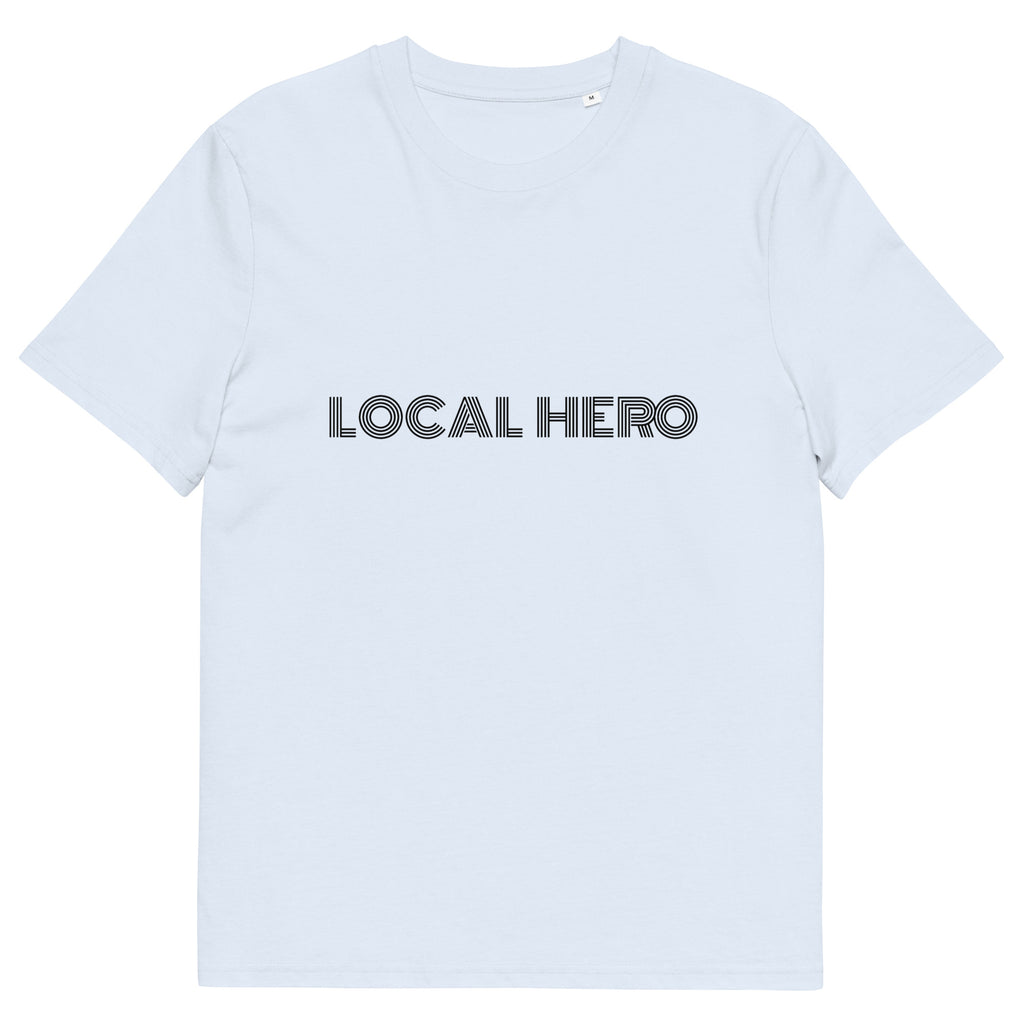 Local Hero T-Shirt mit Streetwear-Schriftzug, Serene Blue, Vorderansicht