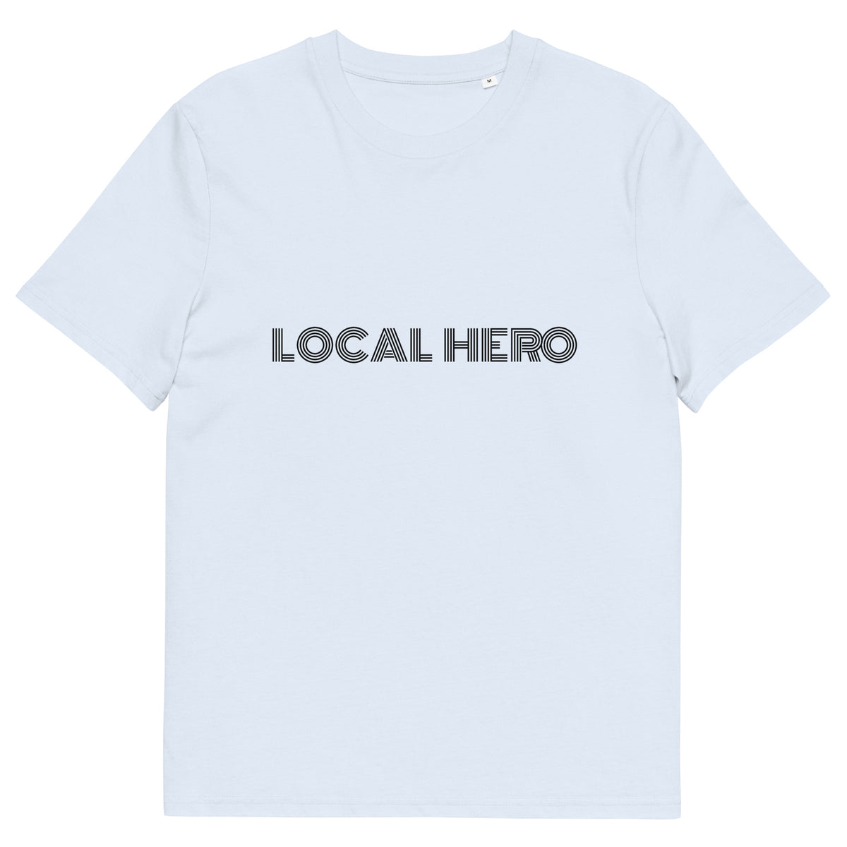 Local Hero T-Shirt mit Streetwear-Schriftzug, Serene Blue, Vorderansicht
